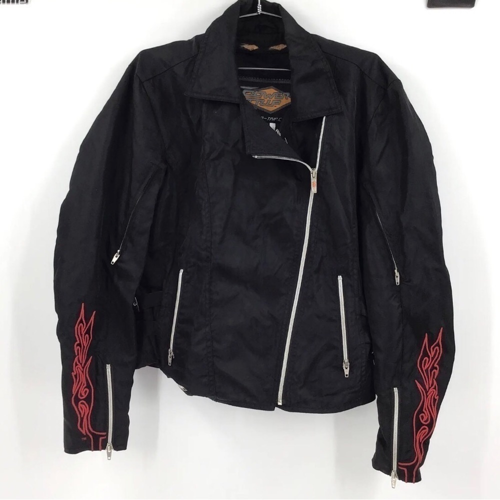 Power Trip Black Nylon Orange County Choppers Motorcycle Jacket WOMENS Large